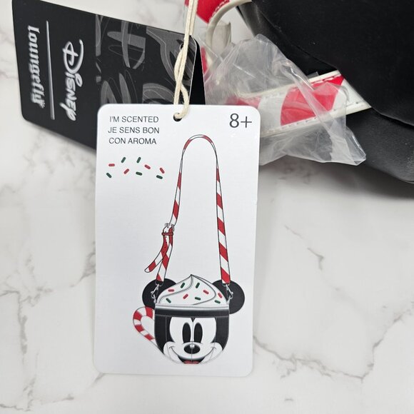 NWT Loungefly Disney Mickey Mouse Hot Cocoa Mug Face Holiday Crossbody Bag - Picture 3 of 5